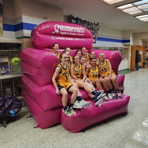 Basketball team on big chair